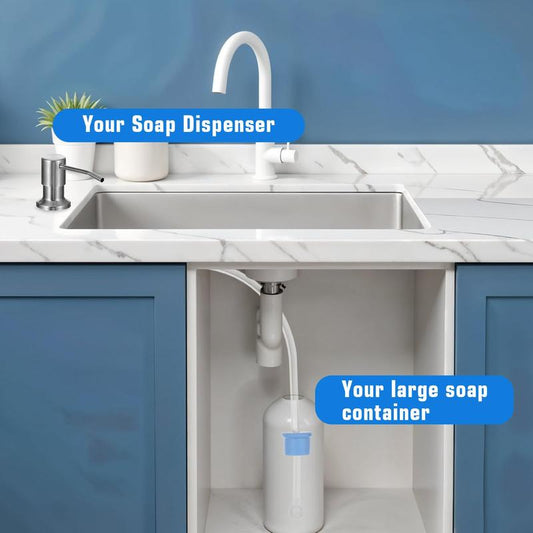 Braveloncosh® Dish Soap Dispenser for Kitchen Sink, Countertop Sink Soap Dispenser Water Pump with 105cm No-Spill Extension Tube Kit Design for Kitchen Bathroom, No More Refills-LU