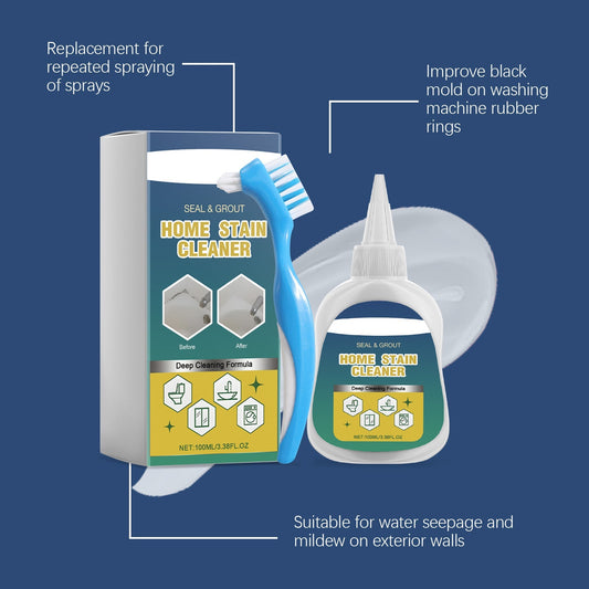 Braveloncosh® Household Stain Remover Gel 🧴, Deep Cleaning Gel with Brush 🧽, perfect for tile grout 🏠, washing machine seals 🧺, refrigerator rubber ❄️, wall and shower stains 🚿