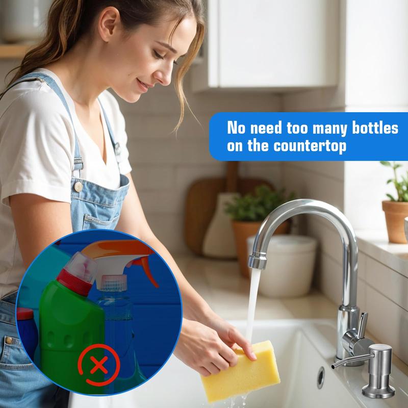 Braveloncosh® Dish Soap Dispenser for Kitchen Sink, Countertop Sink Soap Dispenser Water Pump with 105cm No-Spill Extension Tube Kit Design for Kitchen Bathroom, No More Refills-LU